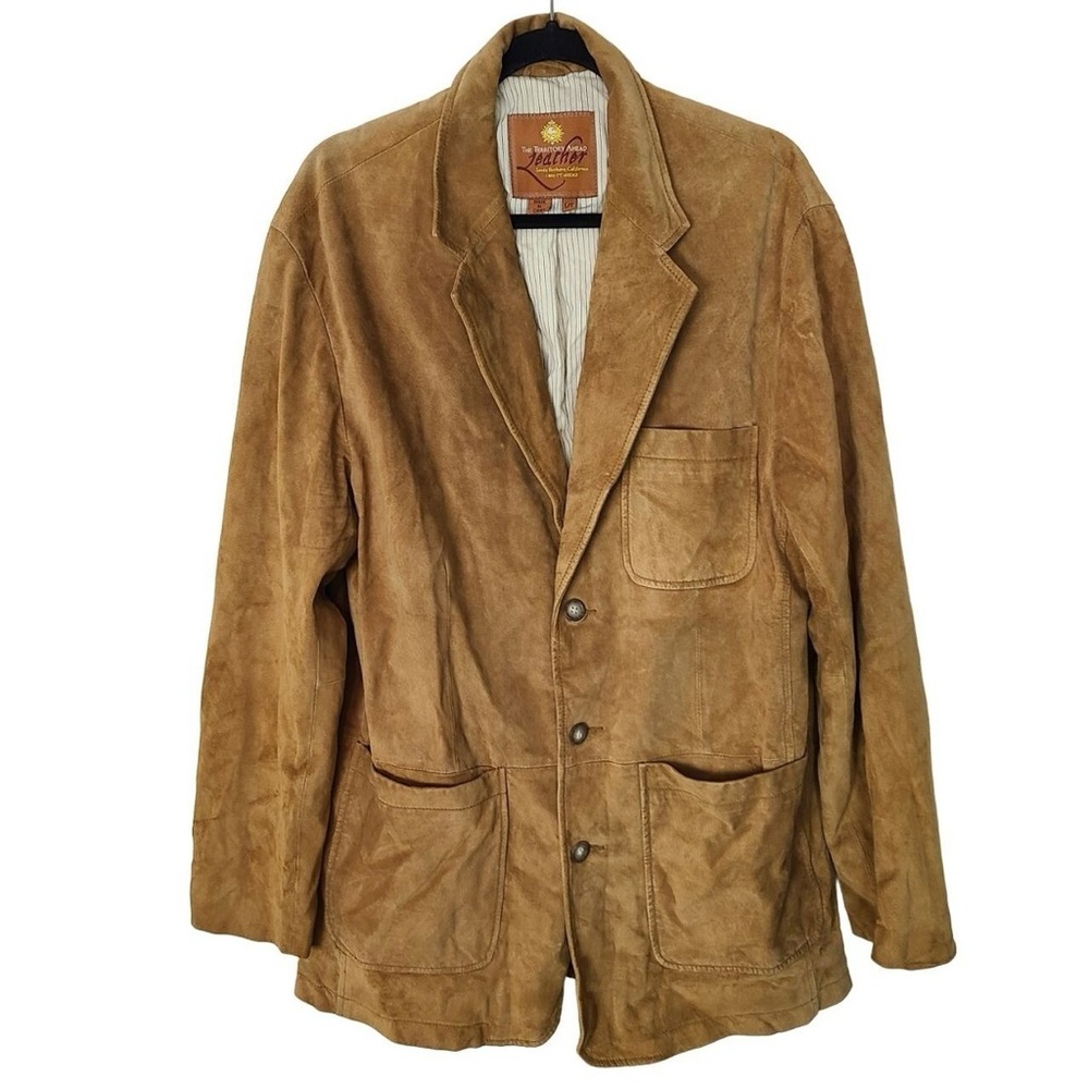 Vintage Brown Suede Leather Blazer Jacket